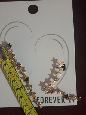 Gold Star Linked Double Piercing Earrings